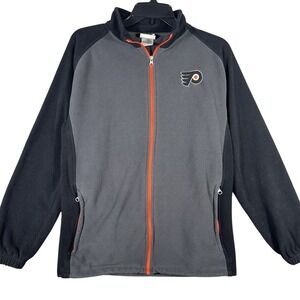 NHL Philadelphia Flyers Fleece Jacket Mens‎ Small Gray Black Full Zip Mock Neck